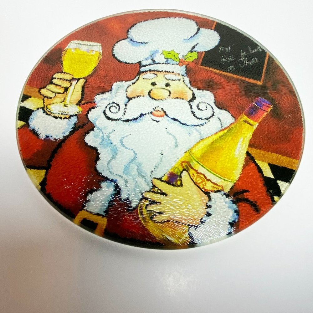 Christmas Santa Drinking Wine  Glass Hot Plate, Christmas Dining Table